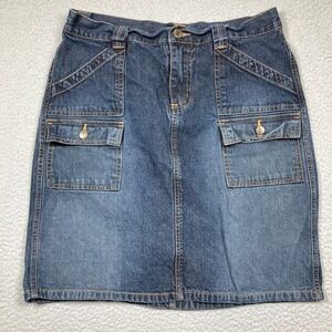 NY Jeans Co Short Skirt Women's 6 Blue Denim Cargo American‎ Straight Classic
